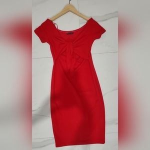 Zara front tie red dress